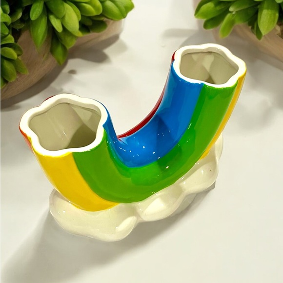 U Shape Rainbow Modern Vase Clouds Planter Ceramic Double Vase - Picture 7 of 8